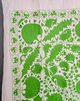 Hand Embroidered Cotton Sozani Panel - Pea Green