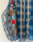 Embroidered Blouse - Blue Check