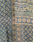 Hand Stitched Vintage Kantha Throw - Deep Blue and Mustard