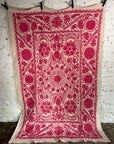 Hand Embroidered Throw - Vibrant Pink