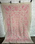 Hand Embroidered Throw - Pale Pink