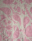 Hand Embroidered Throw - Pale Pink