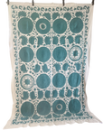 Cotton Hand Embroidered Sozani Throw - Soft Teal
