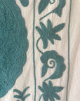Cotton Hand Embroidered Sozani Throw - Soft Teal
