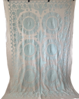 Cotton Hand Embroidered Sozani Throw - Pale Mint