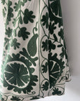 Embroidered Sozani Pattern Full Skirt - Sage and Off White