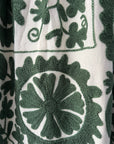 Embroidered Sozani Pattern Full Skirt - Sage and Off White
