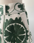 Embroidered Sozani Pattern Full Skirt - Sage and Off White