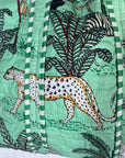 Printed Tote Bag - Green Leopard