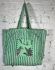 Printed Tote Bag - Green Leopard