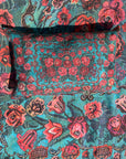 Printed Kantha Cushion Cover - Blue Rose Border