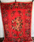 Moldavian Floral Print Kantha Throw - Red