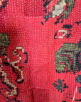 Moldavian Carpet Print Kantha Throw - Red