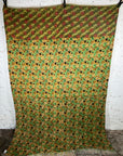 Vintage Kantha Throw - Green Floral