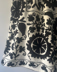 Embroidered Sozani Pattern Full Skirt - Black And Off White