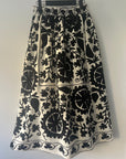 Embroidered Sozani Pattern Full Skirt - Black And Off White