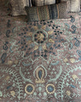 Cotton Velvet Embroidered Suzani Bedcover - Rose Grey