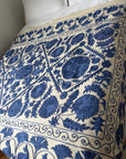 Hand Embroidered Cotton Sozani Panel - Deep Blue