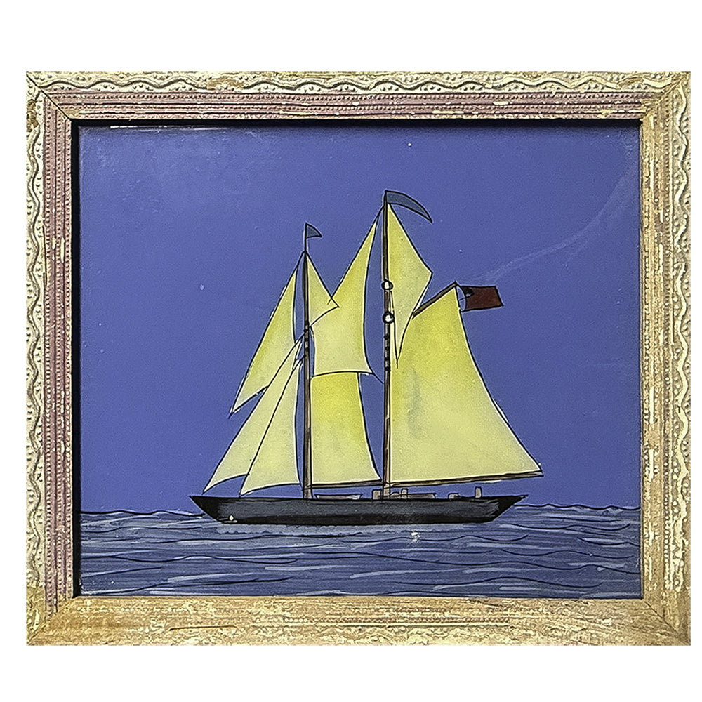 Hand Painted Indian Glass Art - Sail Boat - Medium