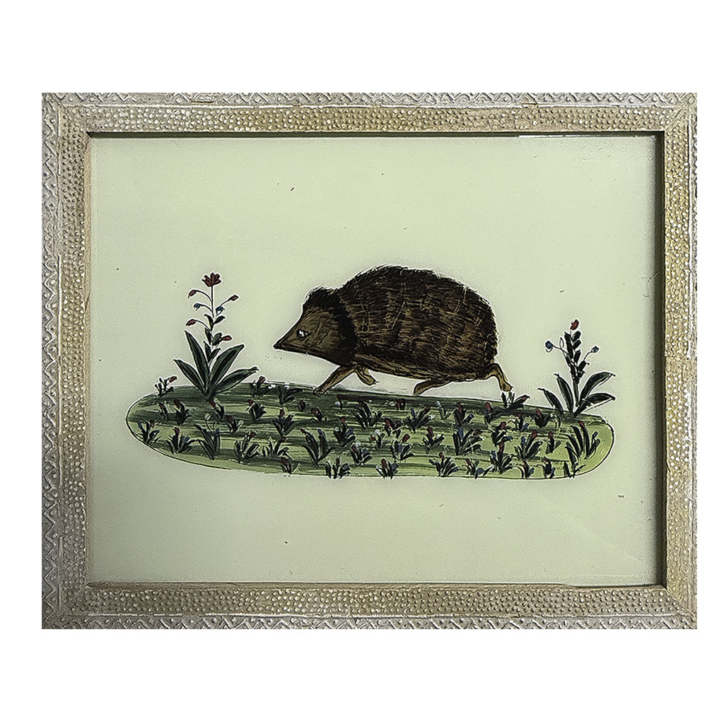 Hand Painted Indian Glass Art - Hedgehog - Medium