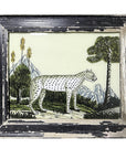 Hand Painted Indian Glass Art - Snow Leopard - Medium