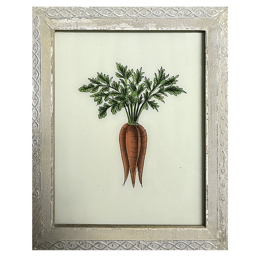 Hand Painted Indian Glass Art - Carrots - Medium