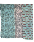 Vintage Kantha Throw with Handblock Print
