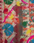 Vintage Hand Stitched Kantha Sozani Throw - Brights