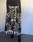 Embroidered Sozani Pattern Full Skirt - Black And Off White